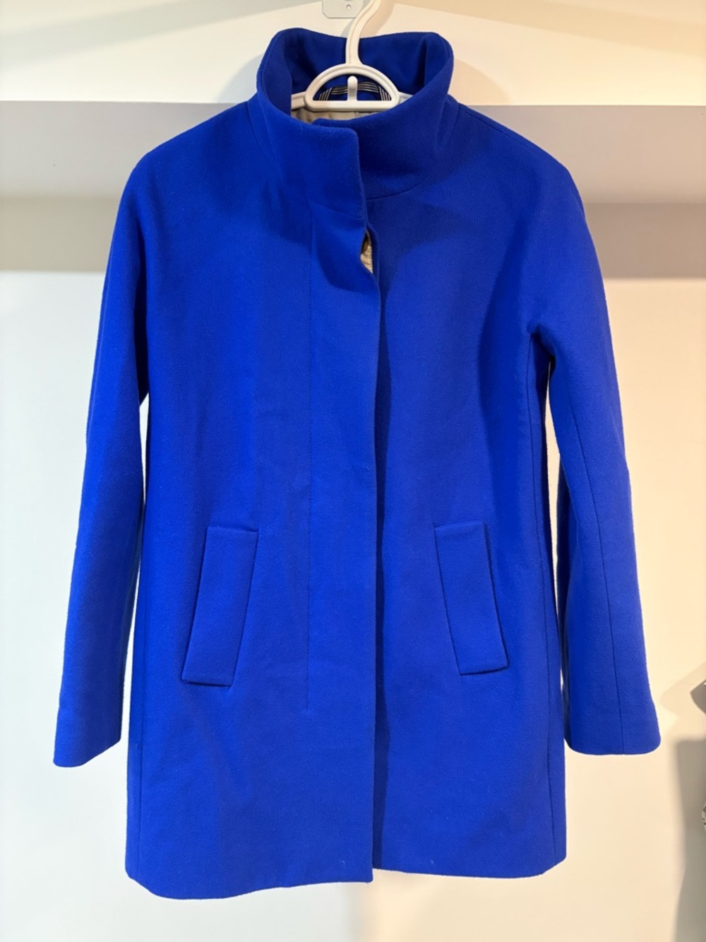 J. Crew Women's Cobalt Blue Funnel Collar Pea Coat